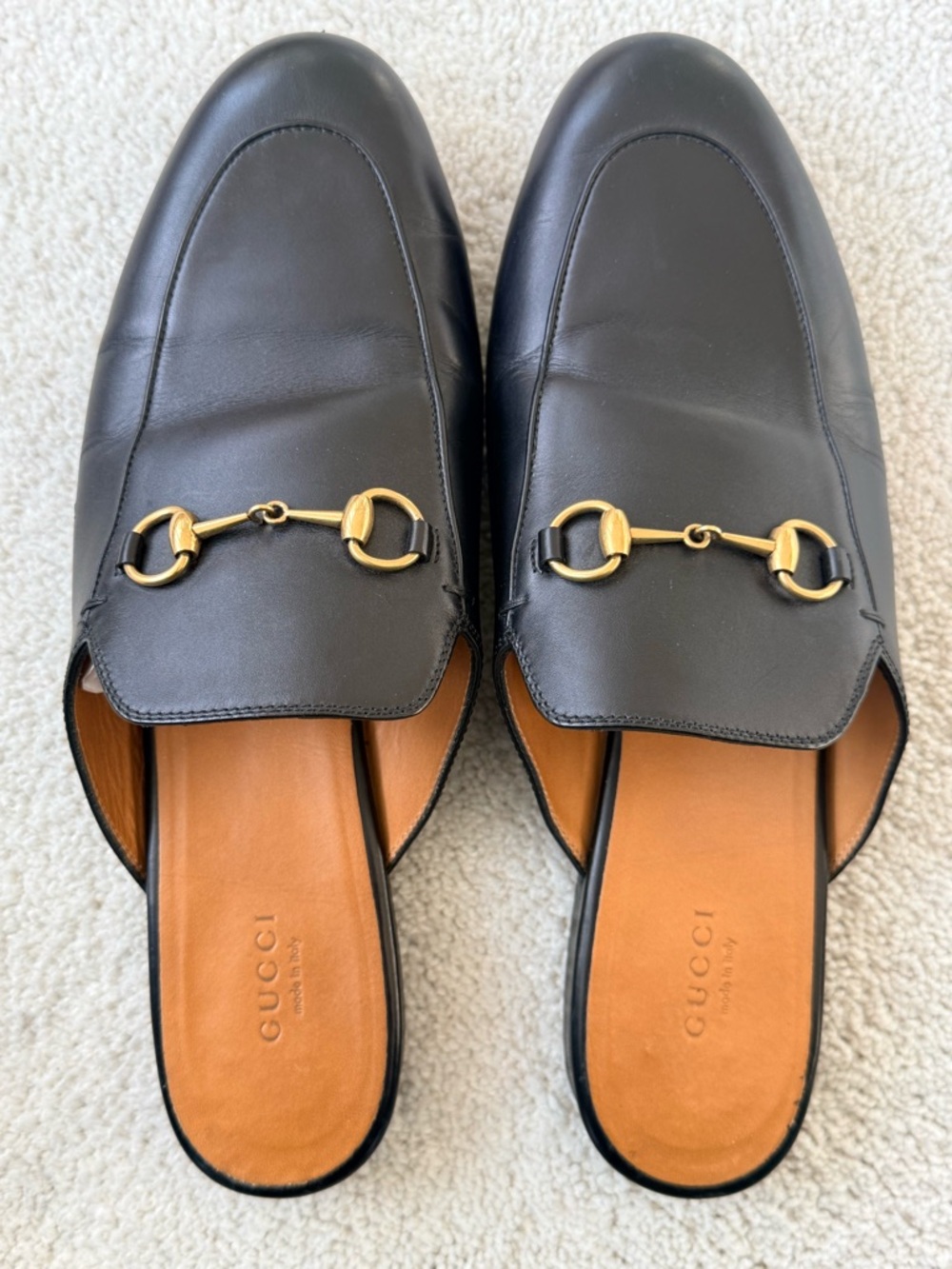 Gucci Princetown Black Leather Horsebit Backless Loafers Size 41 - Picture 2 of 6